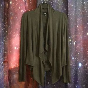 Mossimo Olive Green Asymmetrical Cardigan